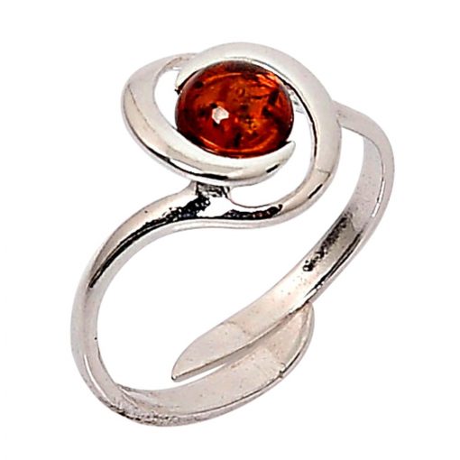 Nastavitelný stříbrný prsten s jantarovým kamínkem prsten – Blancheporte