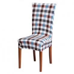 Potah na židli s potiskem modro-hnědá kostka uni - Blancheporte