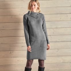 Pulovrové šaty s copánkovým vzorem šedý melír / - Blancheporte