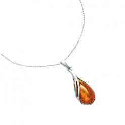 Stříbrný náhrdelník s jantarovým přívěskem "kapka" náhrdelník - Blancheporte