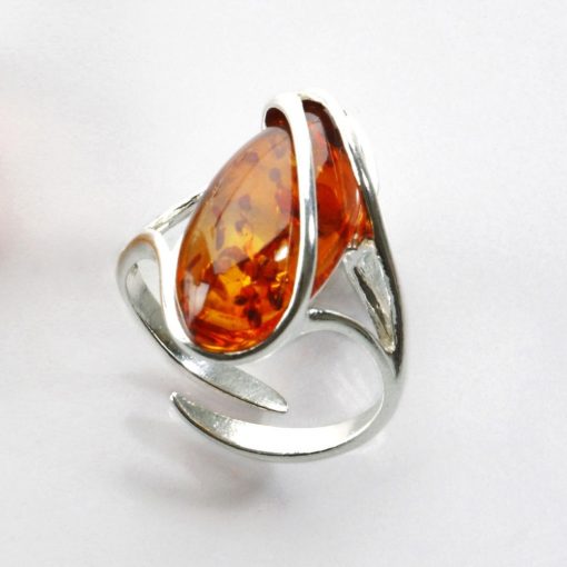 Stříbrný prsten s jantarem „kapka“ prsten – Blancheporte