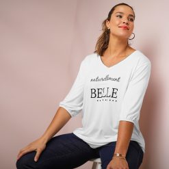Tričko s nápisem Naturellement belle bílá / - Blancheporte