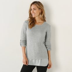 Třpytivý pulovr s efektem  v  šedá / - Blancheporte