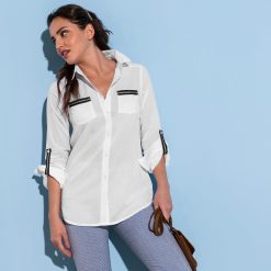Jednobarevná košile s dlouhými rukávy bílá  - Blancheporte