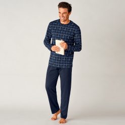 Kostkované pyžamo s kalhotami nám.modrá / (M) - Blancheporte