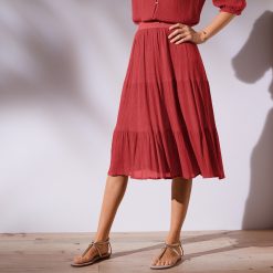 Krátká jednobarevná sukně tomatová / - Blancheporte