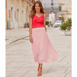 Plisovaná sukně s potiskem bílá/červená  - Blancheporte