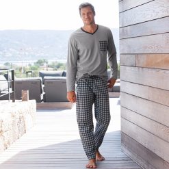 Pyžamové kalhoty s potiskem antracitová/šedá / - Blancheporte