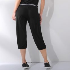 / jednobarevné kalhoty s pružným pasem černá / - Blancheporte
