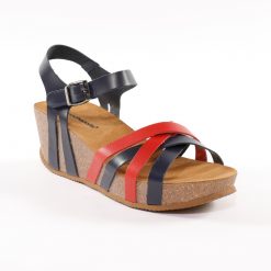 Kožené dvoubarevné sandály na klínku