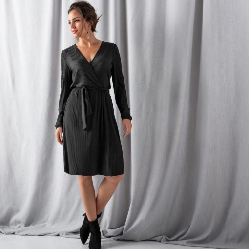 Plisované šaty s překřížením černá / – Blancheporte