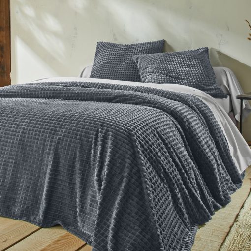 Přehoz na postel se sametovým vzhledem šedá xcm – Blancheporte