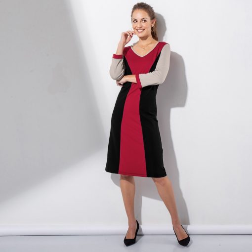 Šaty s opticky zeštíhlujícím střihem černá/červená  – Blancheporte