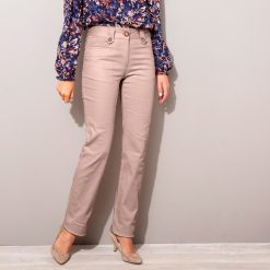 Tvilové kalhoty s knoflíky šedorůžová  - Blancheporte